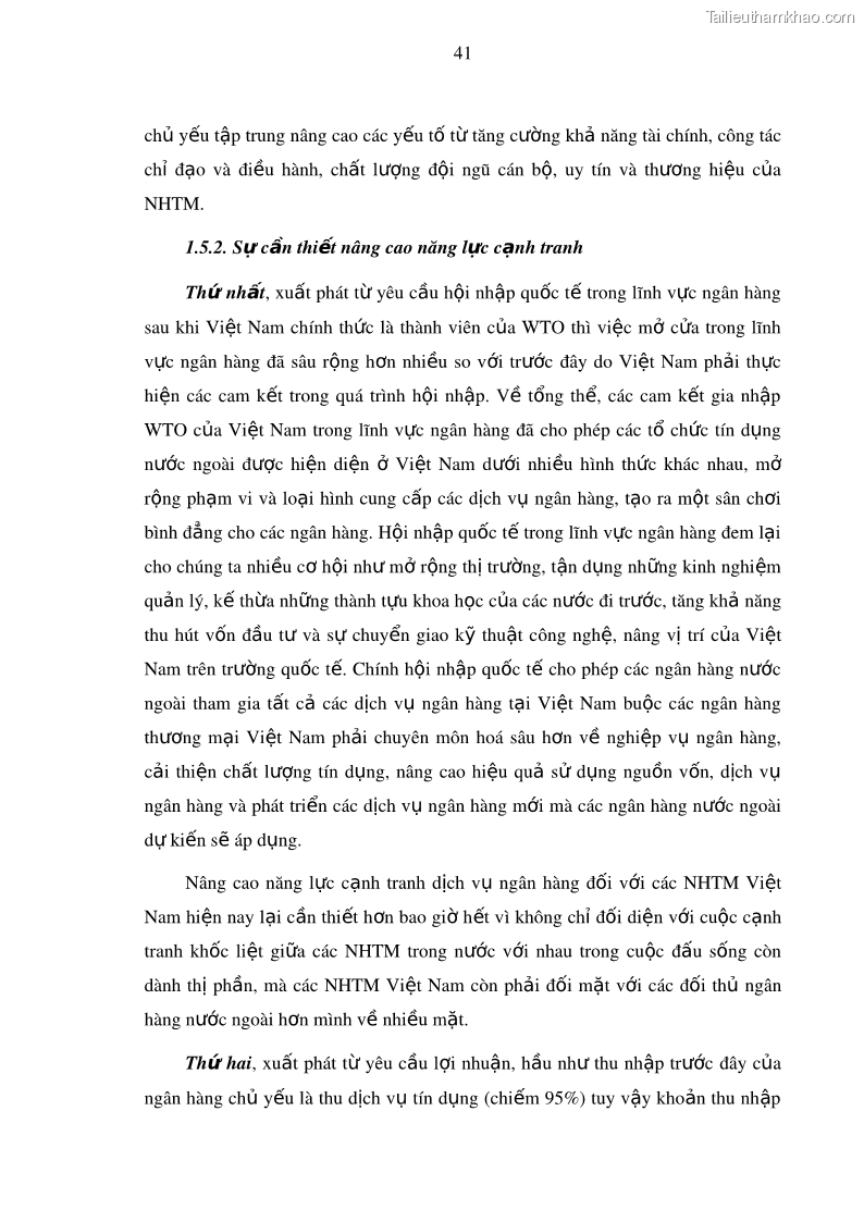 Luận văn thạc sĩ kinh doanh thương mại Nâng cao năng lực cạnh trạnh của Ngân hàng TMCP Đầu tư và Phát triển Việt Nam - Chi nhánh Cẩm Phả - 5 Trang 52