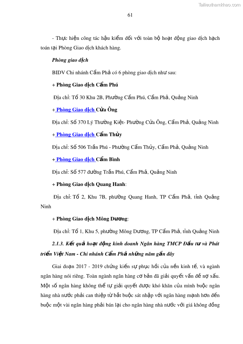 Luận văn thạc sĩ kinh doanh thương mại Nâng cao năng lực cạnh trạnh của Ngân hàng TMCP Đầu tư và Phát triển Việt Nam - Chi nhánh Cẩm Phả - 6 Trang 72