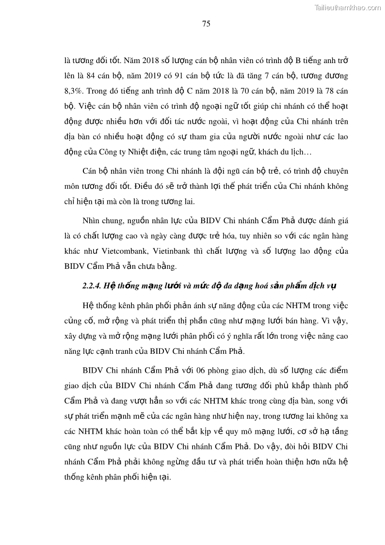 Luận văn thạc sĩ kinh doanh thương mại Nâng cao năng lực cạnh trạnh của Ngân hàng TMCP Đầu tư và Phát triển Việt Nam - Chi nhánh Cẩm Phả - 8 Trang 86