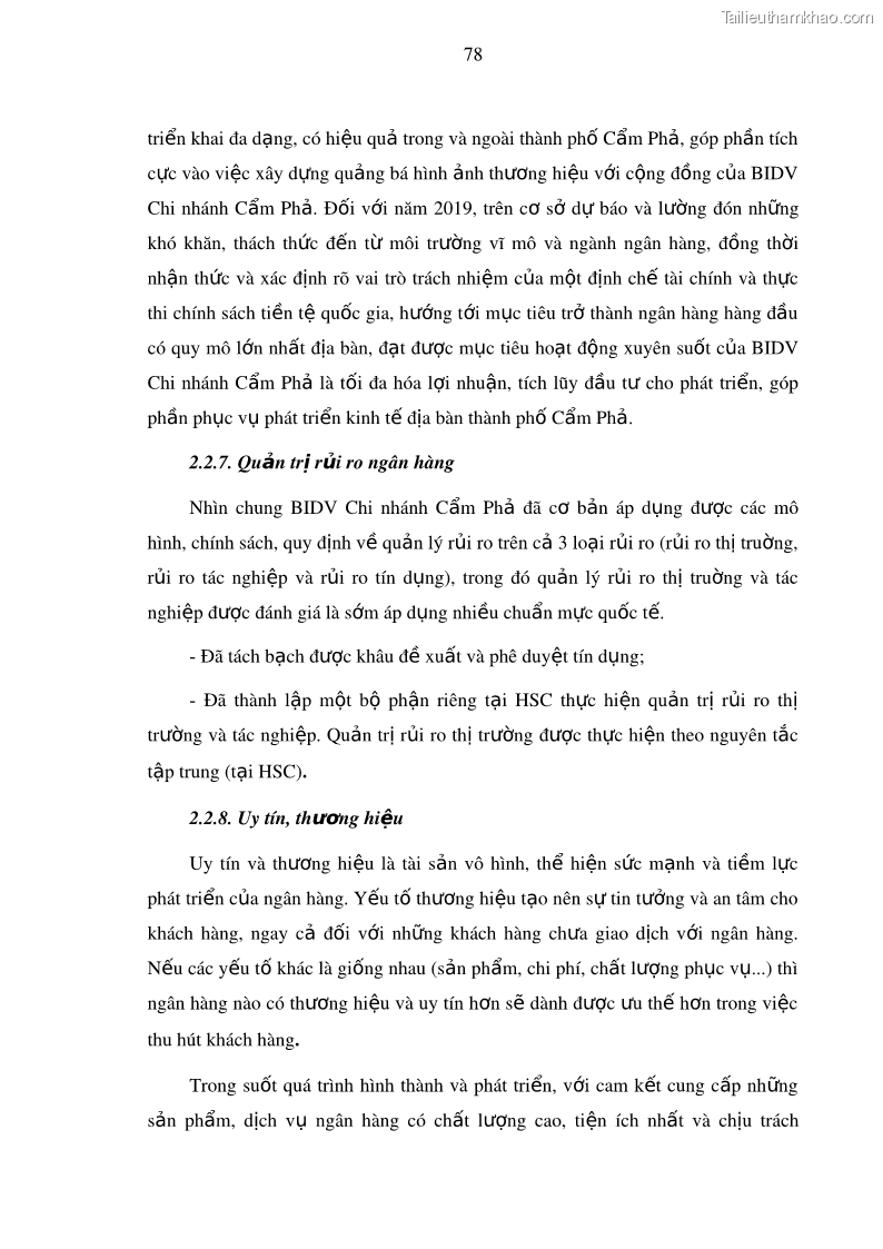 Luận văn thạc sĩ kinh doanh thương mại Nâng cao năng lực cạnh trạnh của Ngân hàng TMCP Đầu tư và Phát triển Việt Nam - Chi nhánh Cẩm Phả - 8 Trang 89