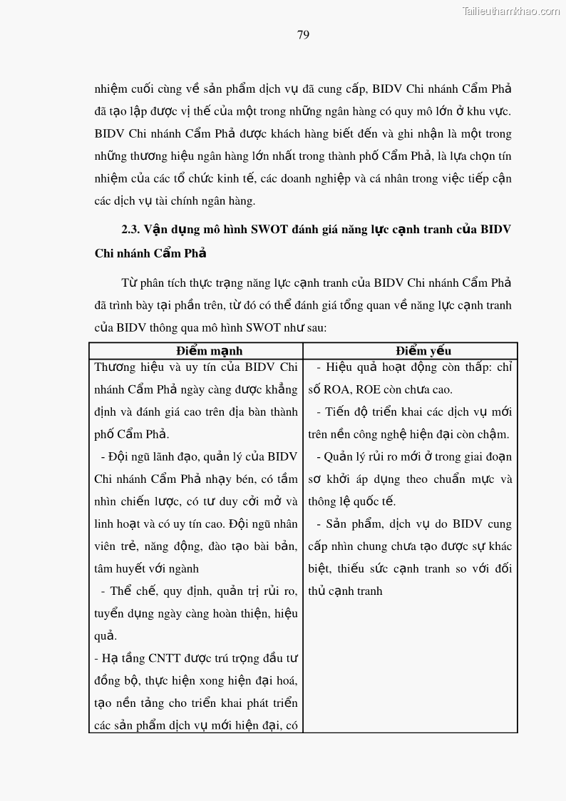 Luận văn thạc sĩ kinh doanh thương mại Nâng cao năng lực cạnh trạnh của Ngân hàng TMCP Đầu tư và Phát triển Việt Nam - Chi nhánh Cẩm Phả - 8 Trang 90