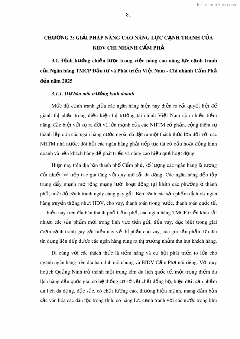 Luận văn thạc sĩ kinh doanh thương mại Nâng cao năng lực cạnh trạnh của Ngân hàng TMCP Đầu tư và Phát triển Việt Nam - Chi nhánh Cẩm Phả - 8 Trang 92