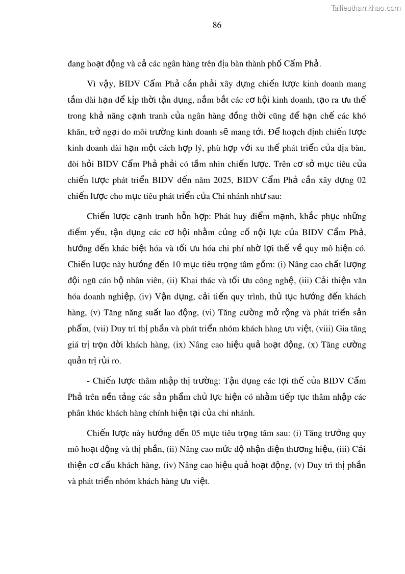 Luận văn thạc sĩ kinh doanh thương mại Nâng cao năng lực cạnh trạnh của Ngân hàng TMCP Đầu tư và Phát triển Việt Nam - Chi nhánh Cẩm Phả - 9 Trang 97