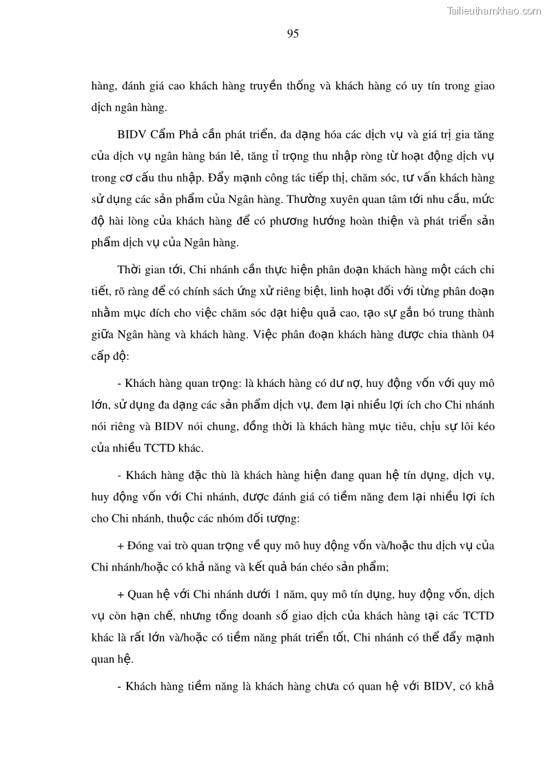 Luận văn thạc sĩ kinh doanh thương mại Nâng cao năng lực cạnh trạnh của Ngân hàng TMCP Đầu tư và Phát triển Việt Nam - Chi nhánh Cẩm Phả - 9 Trang 106