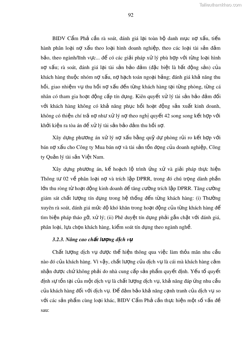 Luận văn thạc sĩ kinh doanh thương mại Nâng cao năng lực cạnh trạnh của Ngân hàng TMCP Đầu tư và Phát triển Việt Nam - Chi nhánh Cẩm Phả - 9 Trang 103