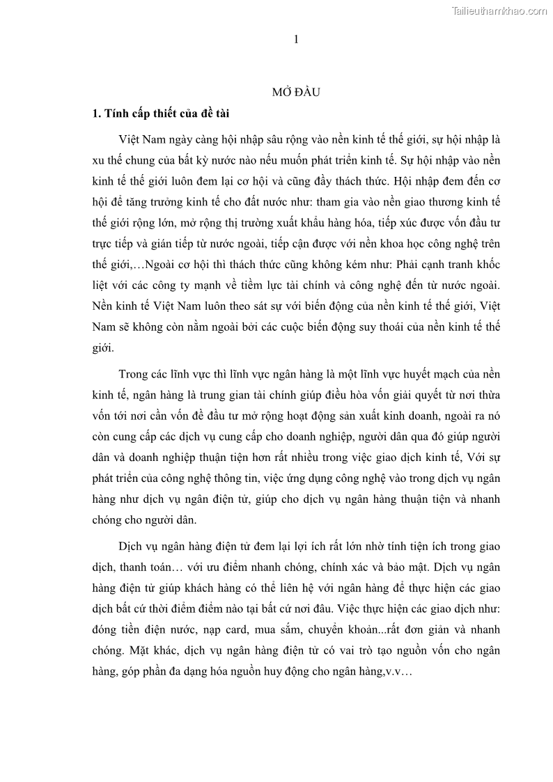 Luận văn thạc sĩ kinh doanh thương mại Nghiên cứu các yếu tố tác động đến hành vi sử dụng dịch vụ ngân hàng điện tử tại BIDV Cẩm Phả - 1 Trang 10
