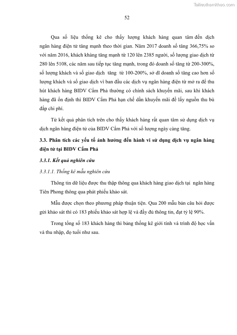 Luận văn thạc sĩ kinh doanh thương mại Nghiên cứu các yếu tố tác động đến hành vi sử dụng dịch vụ ngân hàng điện tử tại BIDV Cẩm Phả - 6 Trang 61