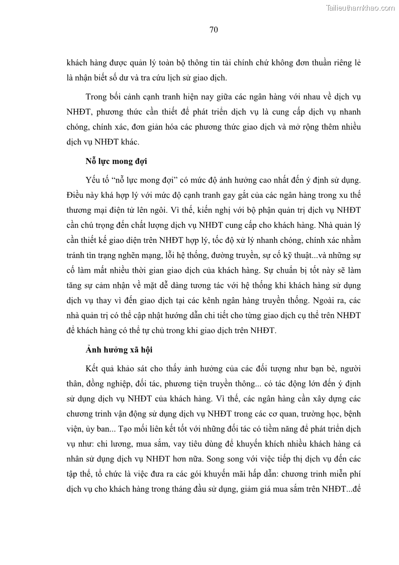 Luận văn thạc sĩ kinh doanh thương mại Nghiên cứu các yếu tố tác động đến hành vi sử dụng dịch vụ ngân hàng điện tử tại BIDV Cẩm Phả - 7 Trang 79