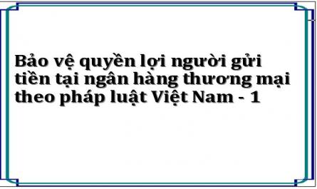 Bảo vệ quyền lợi người gửi tiền tại ngân hàng thương mại theo pháp luật Việt Nam