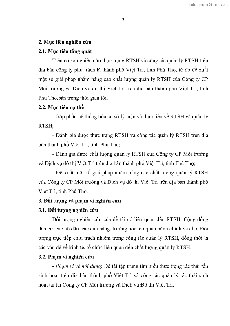 Luận văn thạc sĩ khoa học lâm nghiệp Giải pháp nâng cao chất lượng quản lý rác thải sinh hoạt tại Công ty cổ phần Môi trường và Dịch vụ đô thị Việt Trì - 1 Trang 10