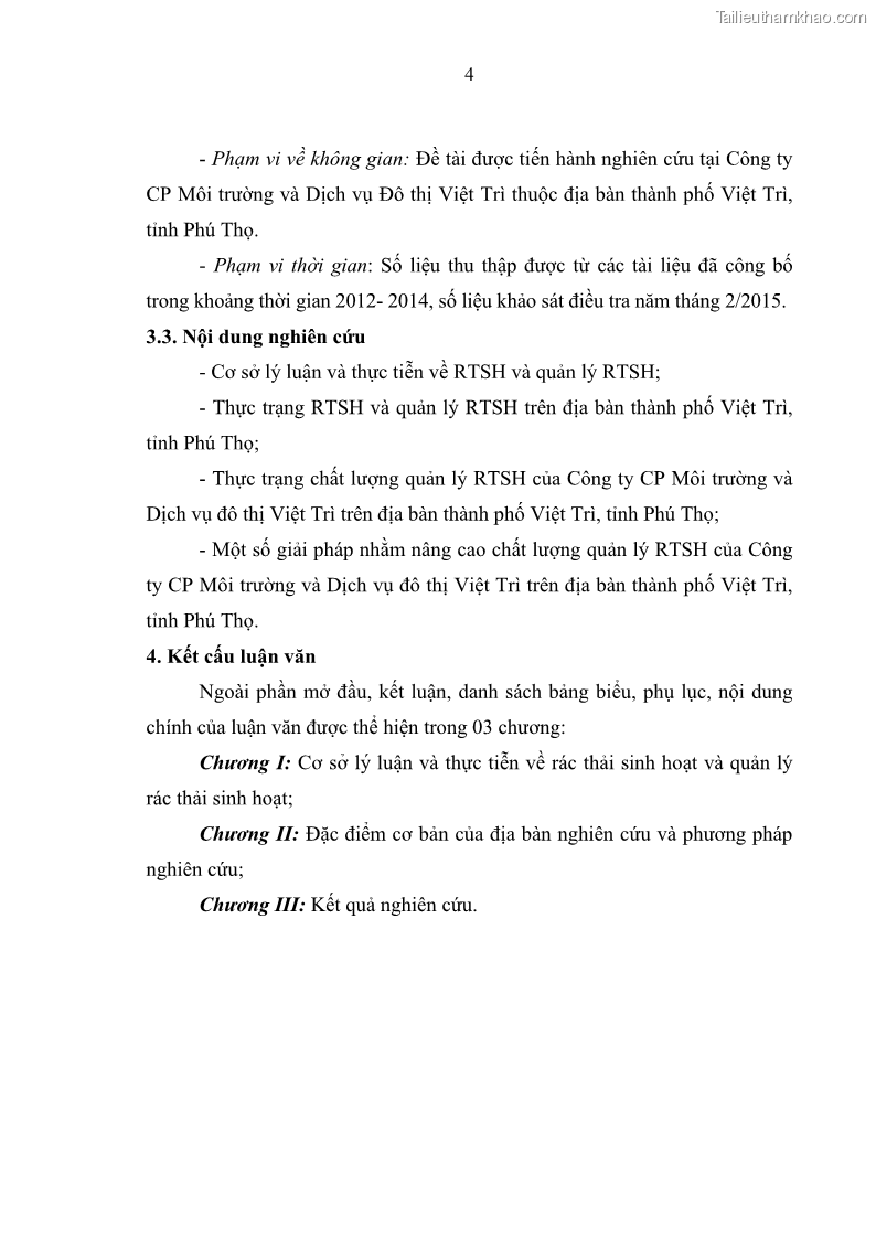 Luận văn thạc sĩ khoa học lâm nghiệp Giải pháp nâng cao chất lượng quản lý rác thải sinh hoạt tại Công ty cổ phần Môi trường và Dịch vụ đô thị Việt Trì - 1 Trang 11