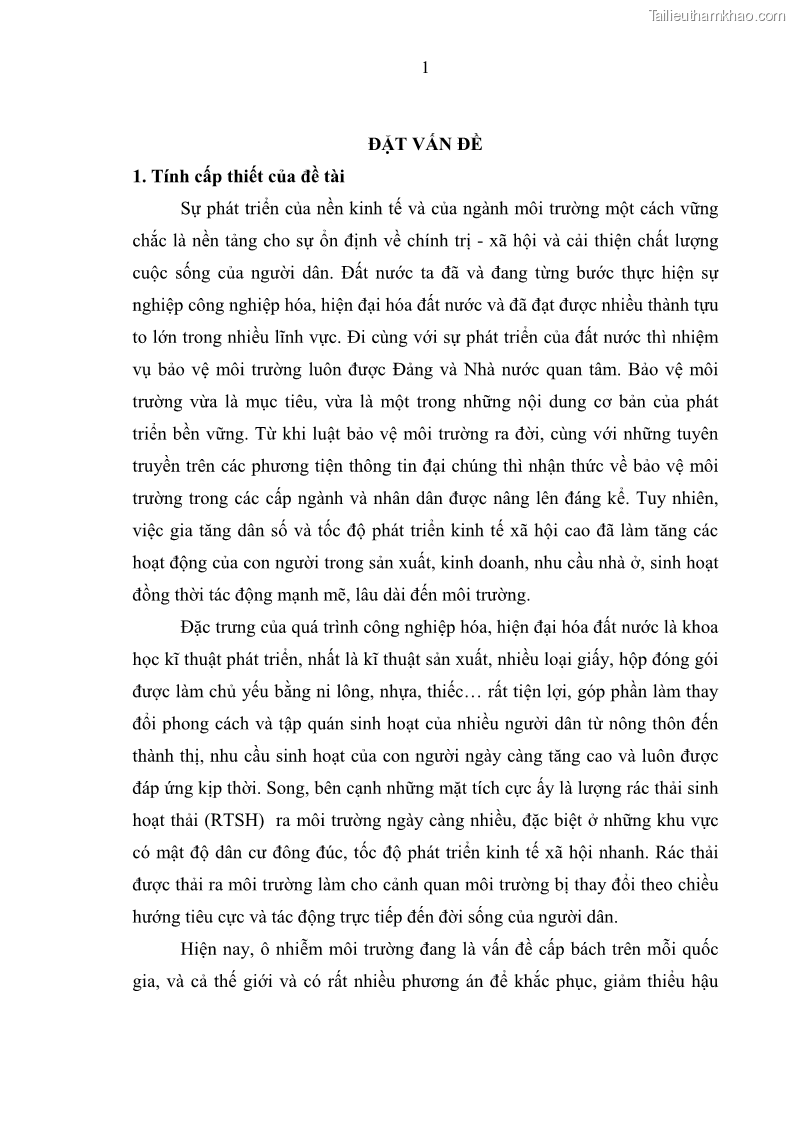Luận văn thạc sĩ khoa học lâm nghiệp Giải pháp nâng cao chất lượng quản lý rác thải sinh hoạt tại Công ty cổ phần Môi trường và Dịch vụ đô thị Việt Trì - 1 Trang 8