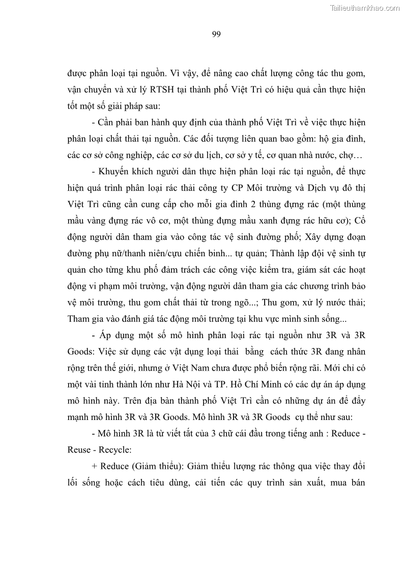 Luận văn thạc sĩ khoa học lâm nghiệp Giải pháp nâng cao chất lượng quản lý rác thải sinh hoạt tại Công ty cổ phần Môi trường và Dịch vụ đô thị Việt Trì - 10 Trang 109