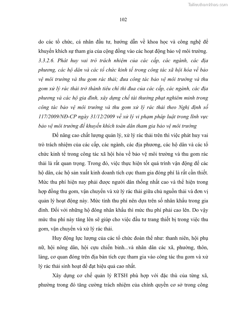Luận văn thạc sĩ khoa học lâm nghiệp Giải pháp nâng cao chất lượng quản lý rác thải sinh hoạt tại Công ty cổ phần Môi trường và Dịch vụ đô thị Việt Trì - 10 Trang 112