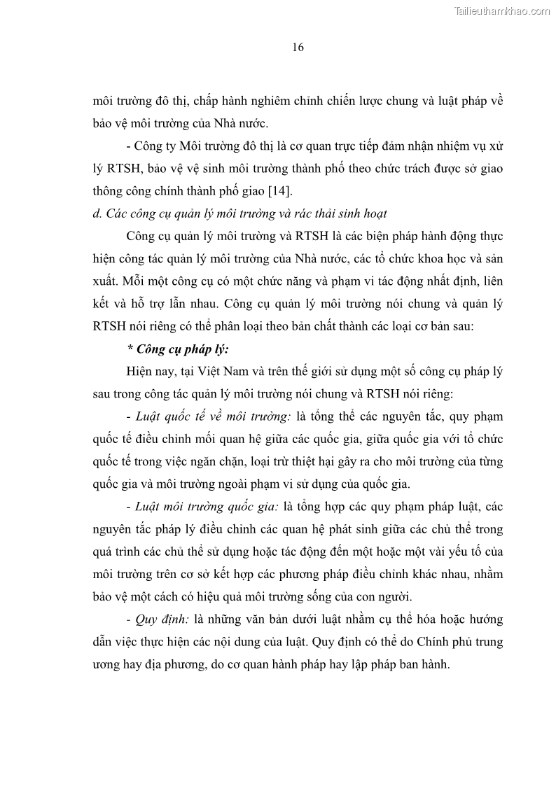 Luận văn thạc sĩ khoa học lâm nghiệp Giải pháp nâng cao chất lượng quản lý rác thải sinh hoạt tại Công ty cổ phần Môi trường và Dịch vụ đô thị Việt Trì - 2 Trang 23