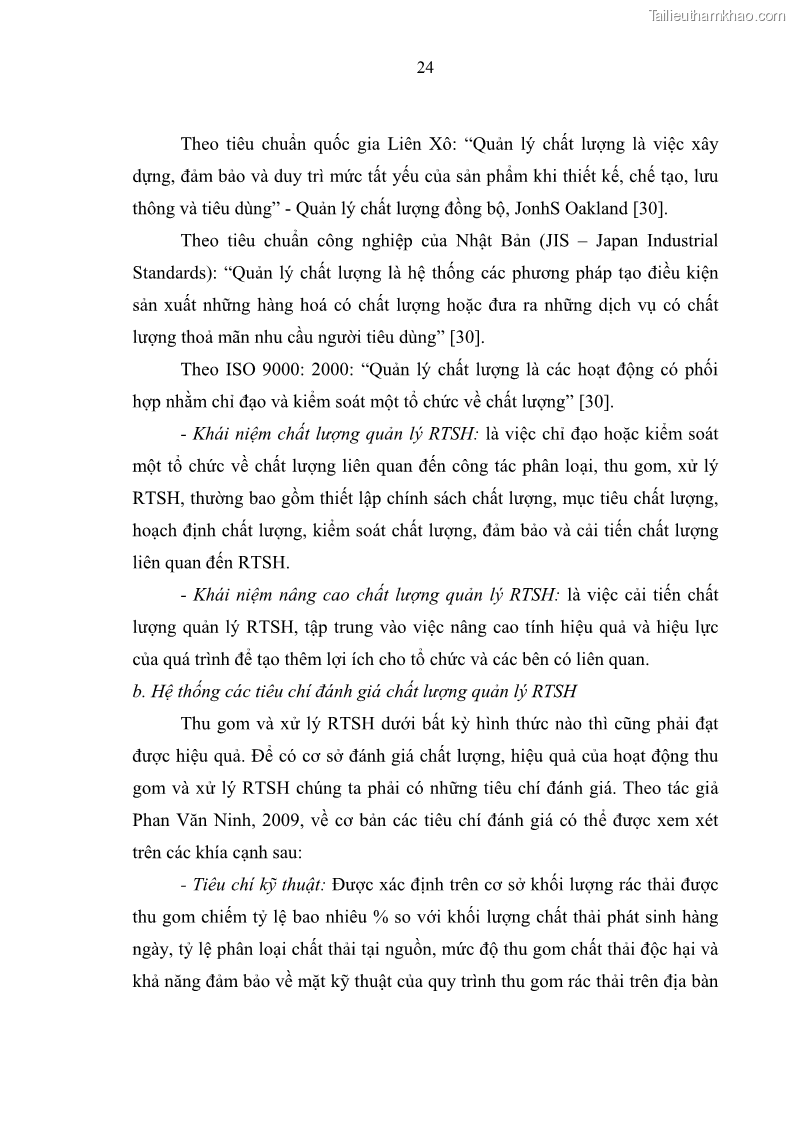 Luận văn thạc sĩ khoa học lâm nghiệp Giải pháp nâng cao chất lượng quản lý rác thải sinh hoạt tại Công ty cổ phần Môi trường và Dịch vụ đô thị Việt Trì - 3 Trang 31