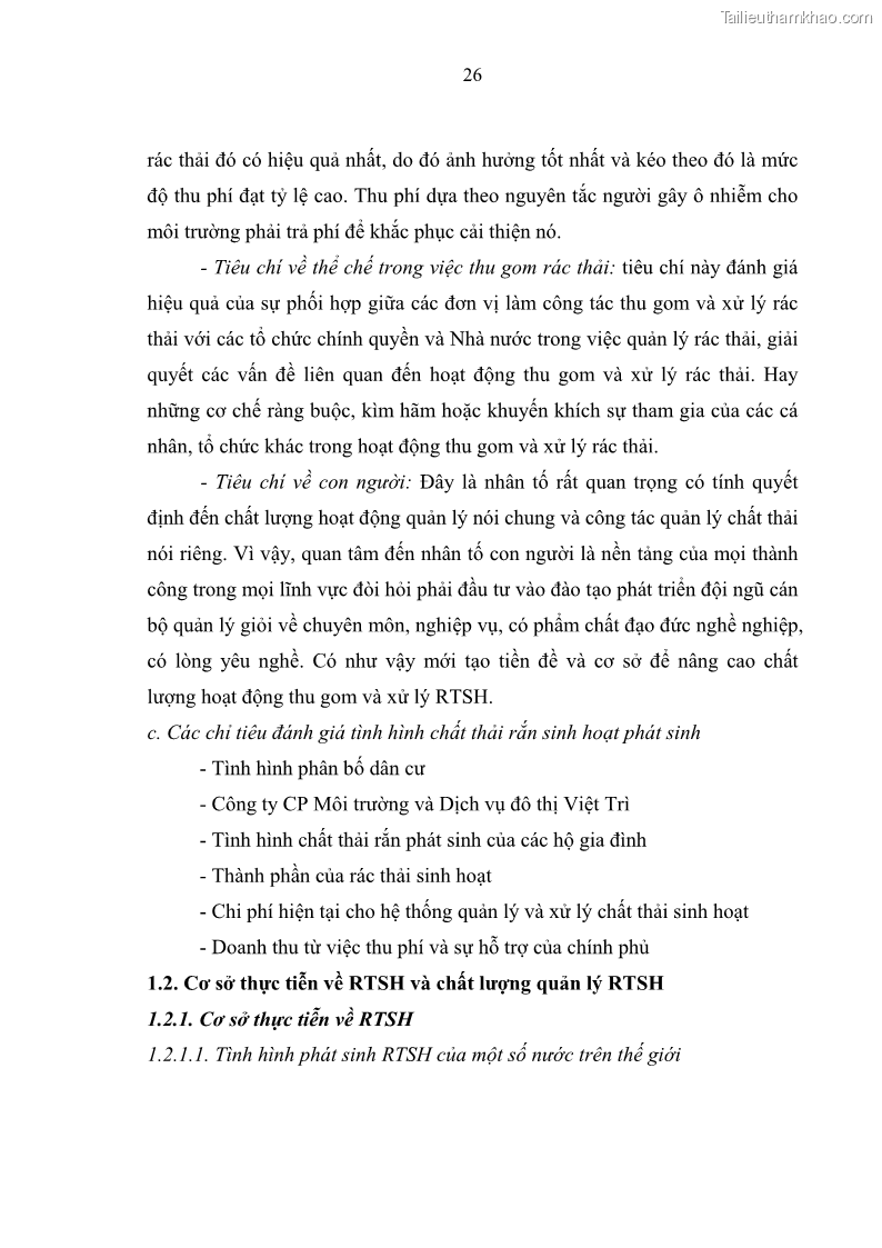 Luận văn thạc sĩ khoa học lâm nghiệp Giải pháp nâng cao chất lượng quản lý rác thải sinh hoạt tại Công ty cổ phần Môi trường và Dịch vụ đô thị Việt Trì - 3 Trang 33