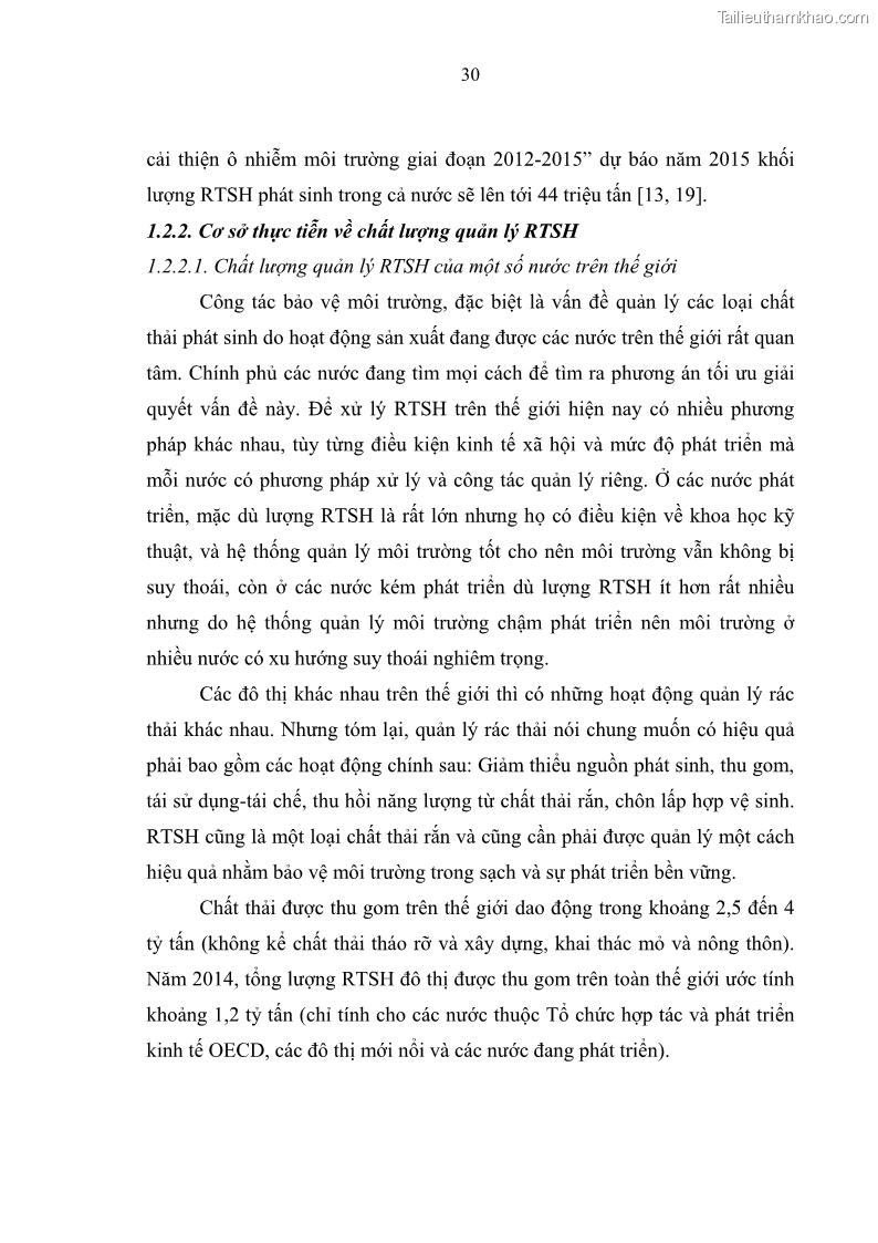 Luận văn thạc sĩ khoa học lâm nghiệp Giải pháp nâng cao chất lượng quản lý rác thải sinh hoạt tại Công ty cổ phần Môi trường và Dịch vụ đô thị Việt Trì - 4 Trang 37