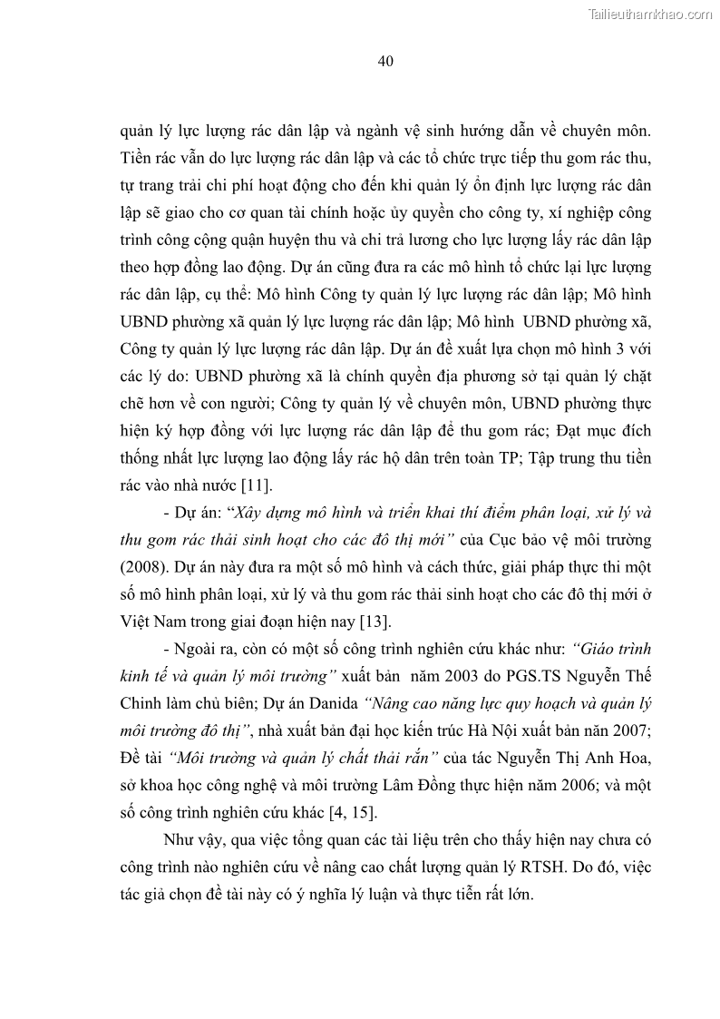 Luận văn thạc sĩ khoa học lâm nghiệp Giải pháp nâng cao chất lượng quản lý rác thải sinh hoạt tại Công ty cổ phần Môi trường và Dịch vụ đô thị Việt Trì - 4 Trang 47