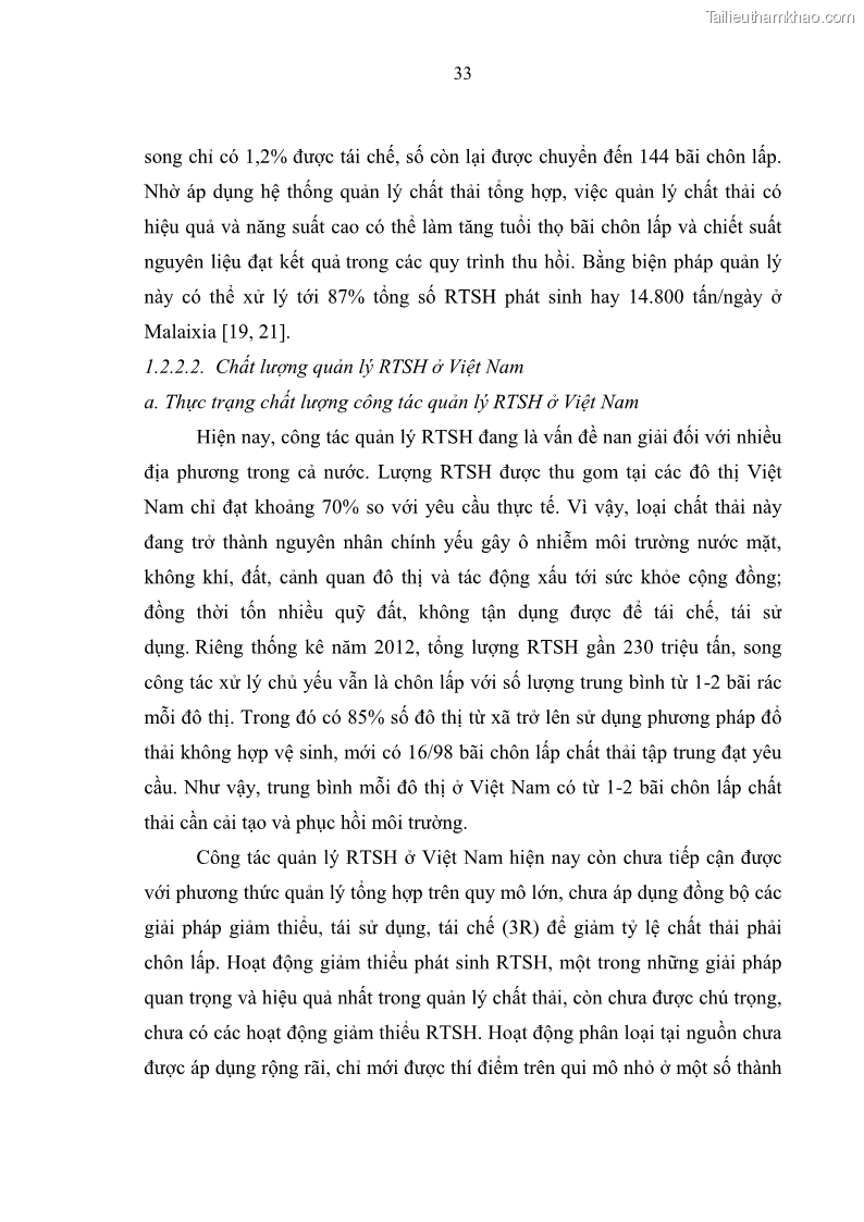 Luận văn thạc sĩ khoa học lâm nghiệp Giải pháp nâng cao chất lượng quản lý rác thải sinh hoạt tại Công ty cổ phần Môi trường và Dịch vụ đô thị Việt Trì - 4 Trang 40
