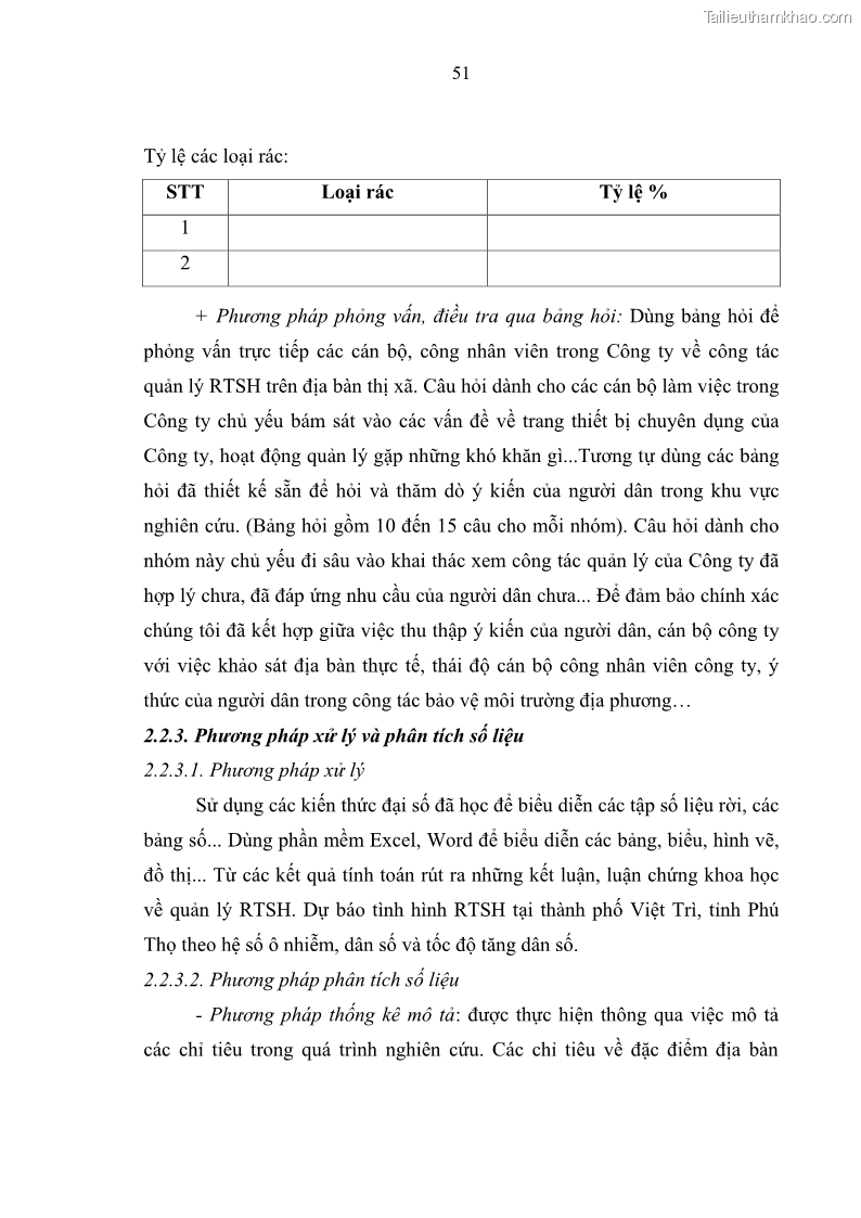 Luận văn thạc sĩ khoa học lâm nghiệp Giải pháp nâng cao chất lượng quản lý rác thải sinh hoạt tại Công ty cổ phần Môi trường và Dịch vụ đô thị Việt Trì - 5 Trang 58