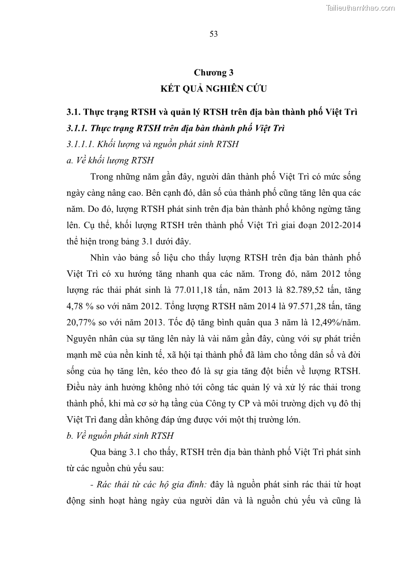 Luận văn thạc sĩ khoa học lâm nghiệp Giải pháp nâng cao chất lượng quản lý rác thải sinh hoạt tại Công ty cổ phần Môi trường và Dịch vụ đô thị Việt Trì - 5 Trang 60