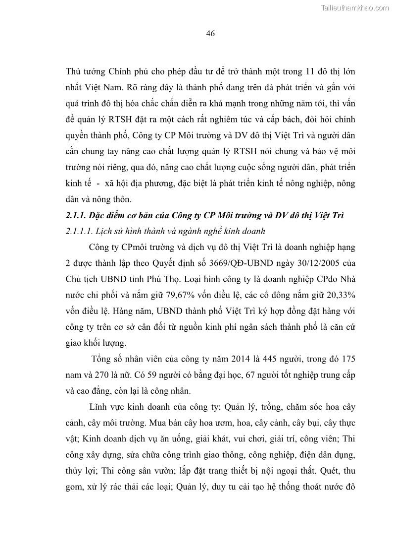 Luận văn thạc sĩ khoa học lâm nghiệp Giải pháp nâng cao chất lượng quản lý rác thải sinh hoạt tại Công ty cổ phần Môi trường và Dịch vụ đô thị Việt Trì - 5 Trang 53