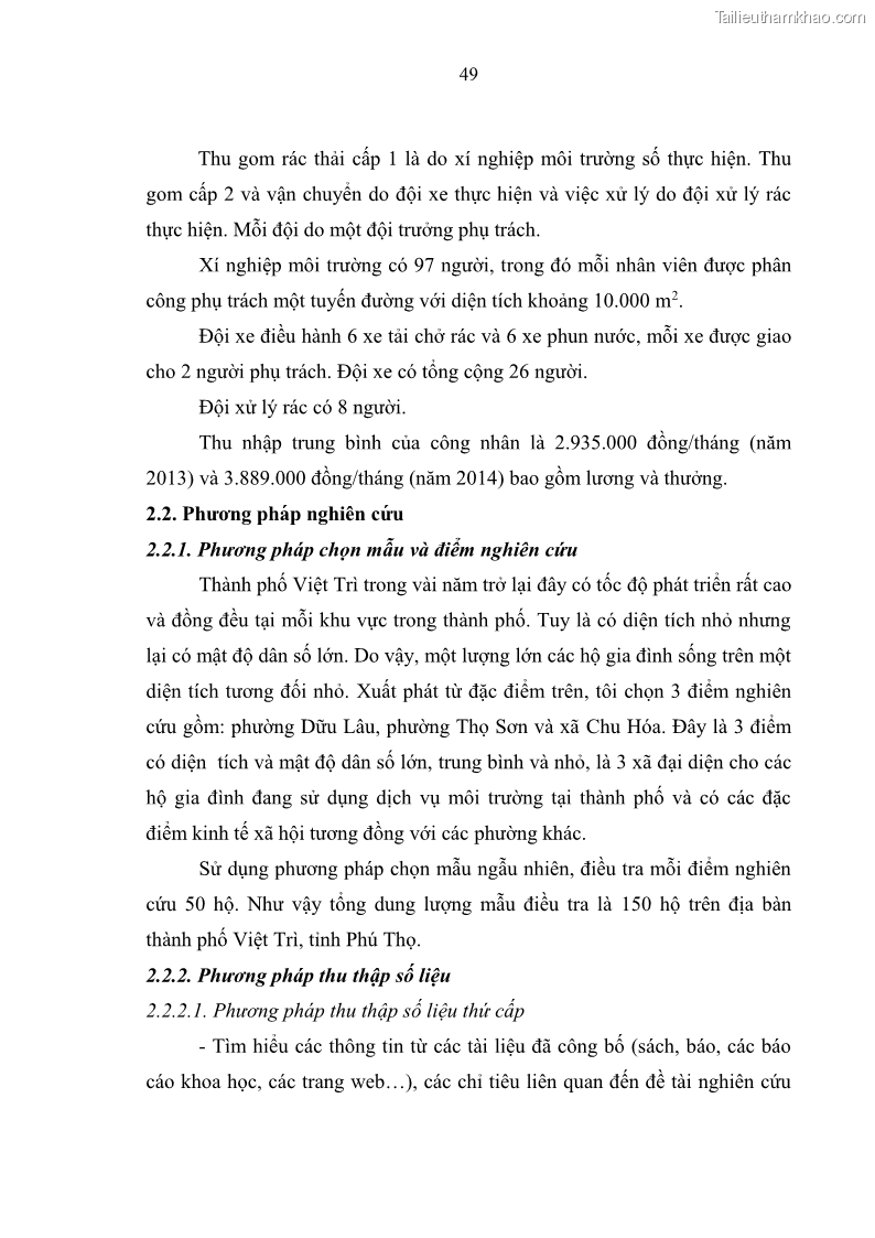 Luận văn thạc sĩ khoa học lâm nghiệp Giải pháp nâng cao chất lượng quản lý rác thải sinh hoạt tại Công ty cổ phần Môi trường và Dịch vụ đô thị Việt Trì - 5 Trang 56
