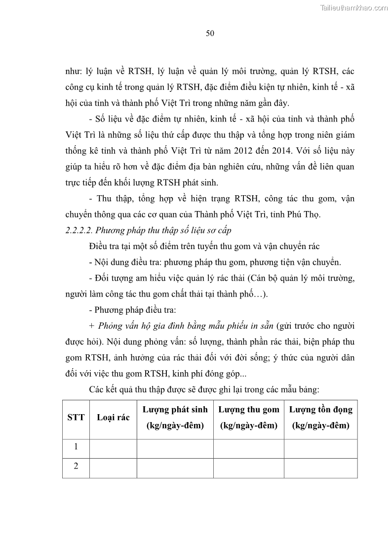Luận văn thạc sĩ khoa học lâm nghiệp Giải pháp nâng cao chất lượng quản lý rác thải sinh hoạt tại Công ty cổ phần Môi trường và Dịch vụ đô thị Việt Trì - 5 Trang 57