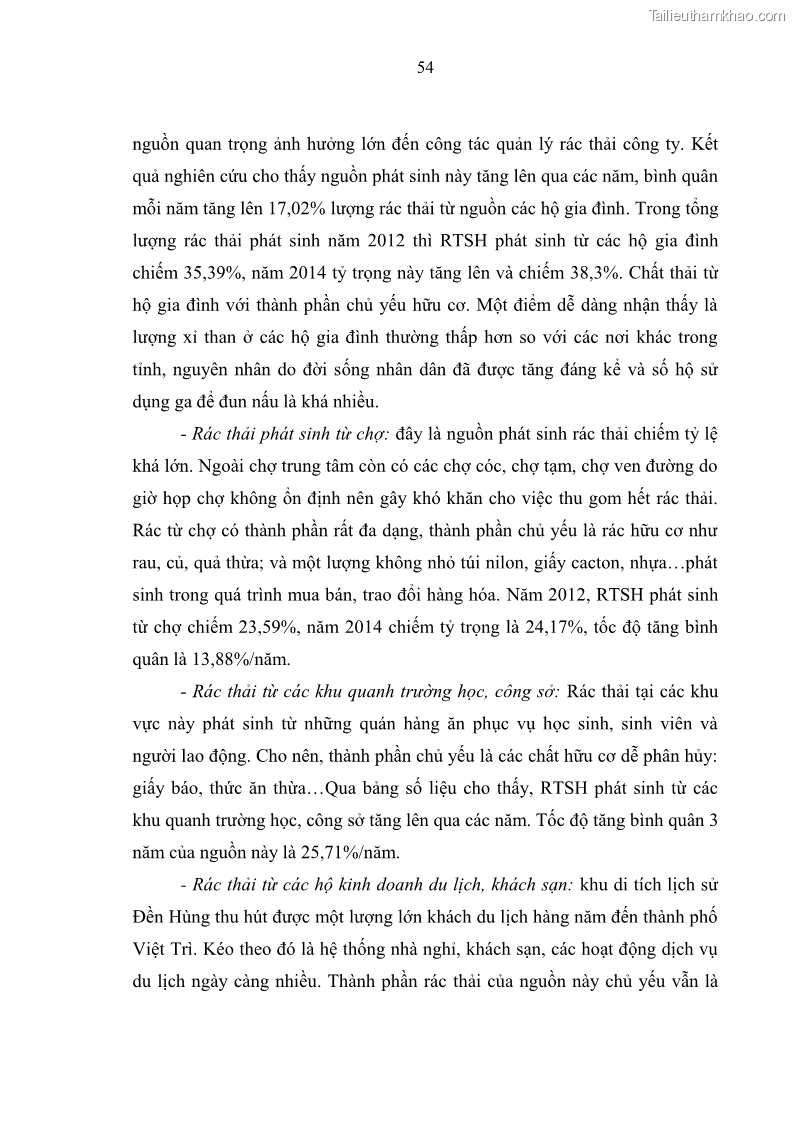 Luận văn thạc sĩ khoa học lâm nghiệp Giải pháp nâng cao chất lượng quản lý rác thải sinh hoạt tại Công ty cổ phần Môi trường và Dịch vụ đô thị Việt Trì - 6 Trang 61