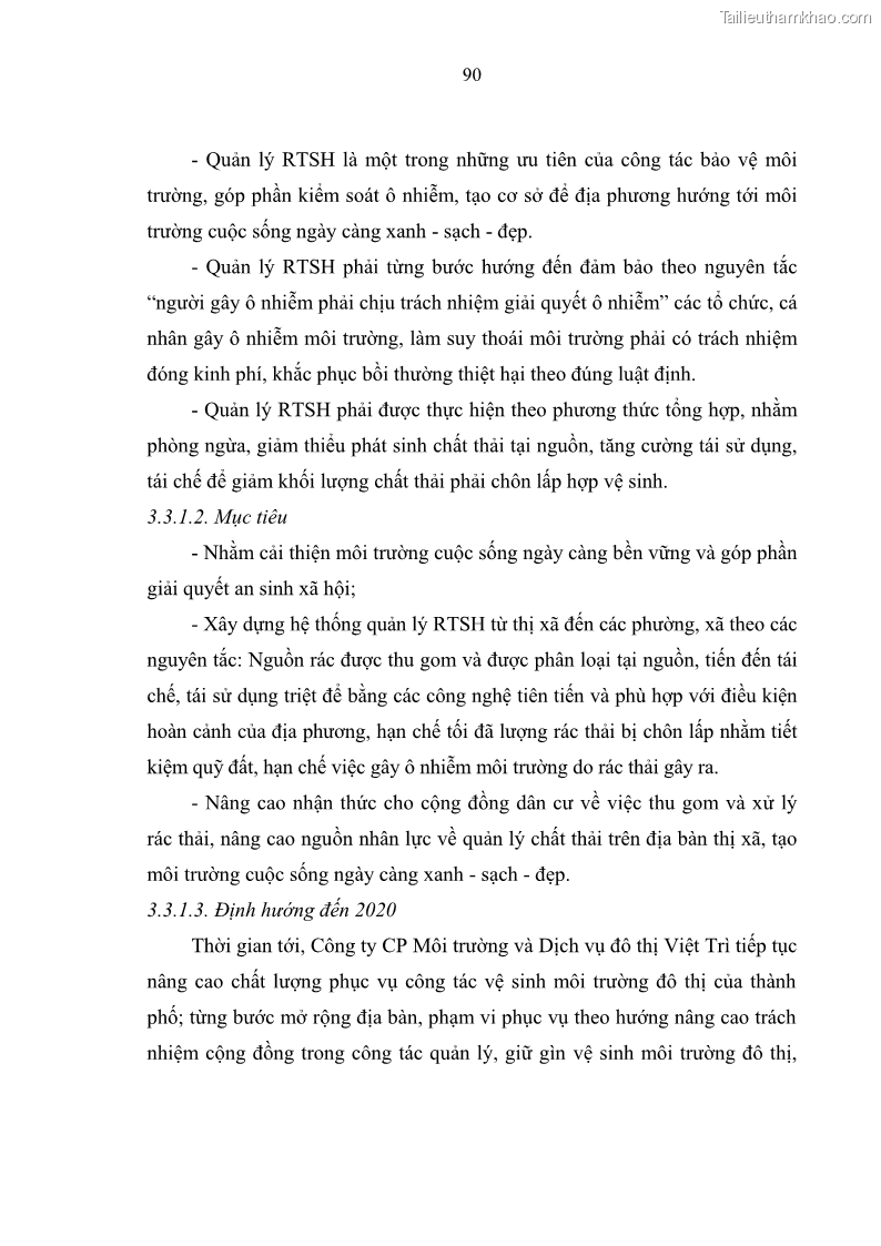 Luận văn thạc sĩ khoa học lâm nghiệp Giải pháp nâng cao chất lượng quản lý rác thải sinh hoạt tại Công ty cổ phần Môi trường và Dịch vụ đô thị Việt Trì - 9 Trang 100