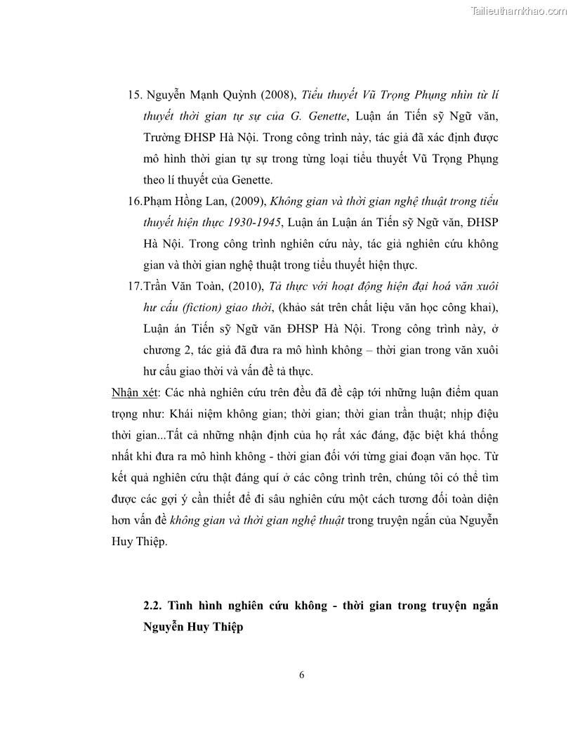 Luận văn thạc sĩ khoa học ngữ văn Không gian và thời gian nghệ thuật trong truyện ngắn Nguyễn Huy Thiệp - 1 Trang 11