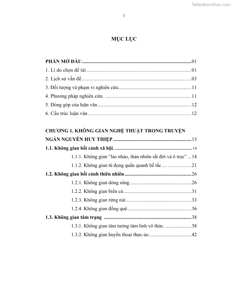 Luận văn thạc sĩ khoa học ngữ văn Không gian và thời gian nghệ thuật trong truyện ngắn Nguyễn Huy Thiệp - 1 Trang 4