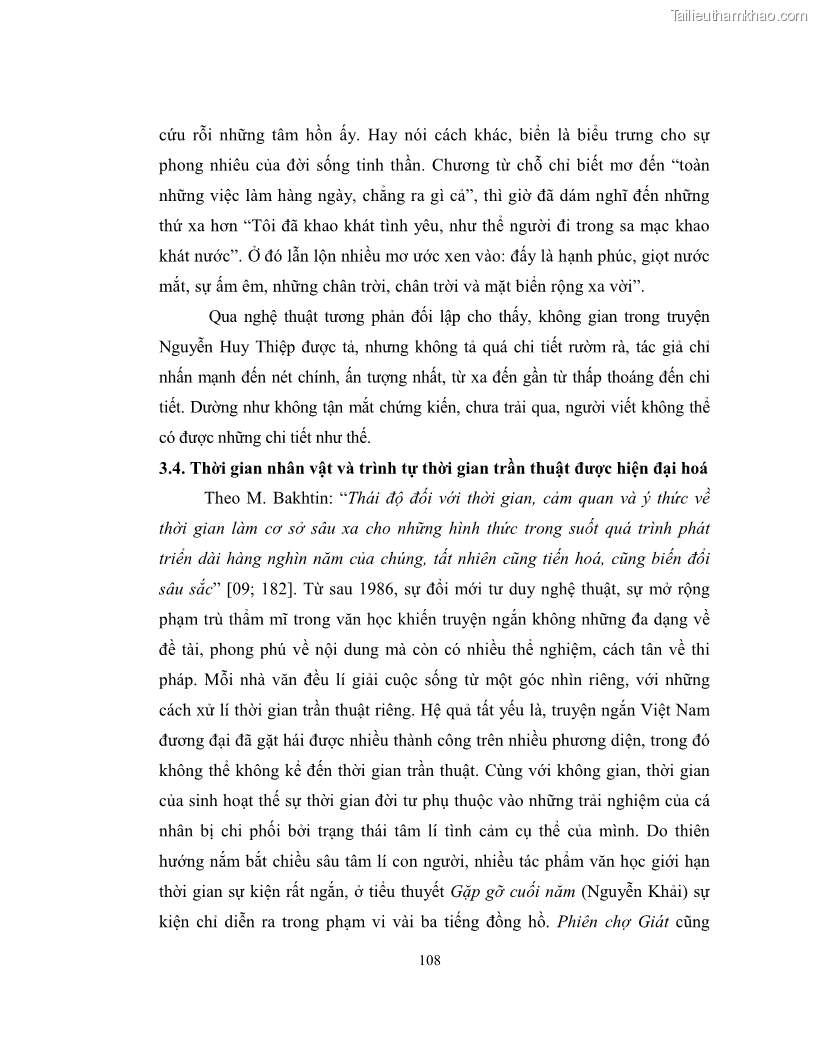 Luận văn thạc sĩ khoa học ngữ văn Không gian và thời gian nghệ thuật trong truyện ngắn Nguyễn Huy Thiệp - 10 Trang 113