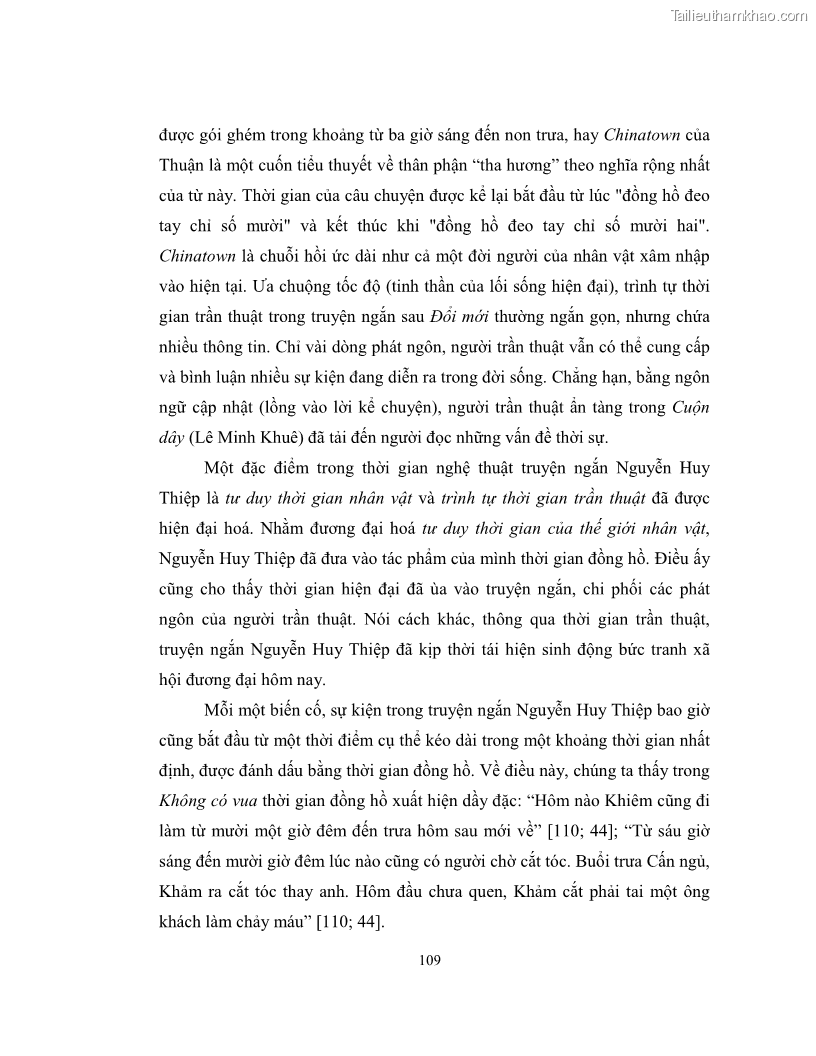 Luận văn thạc sĩ khoa học ngữ văn Không gian và thời gian nghệ thuật trong truyện ngắn Nguyễn Huy Thiệp - 10 Trang 114