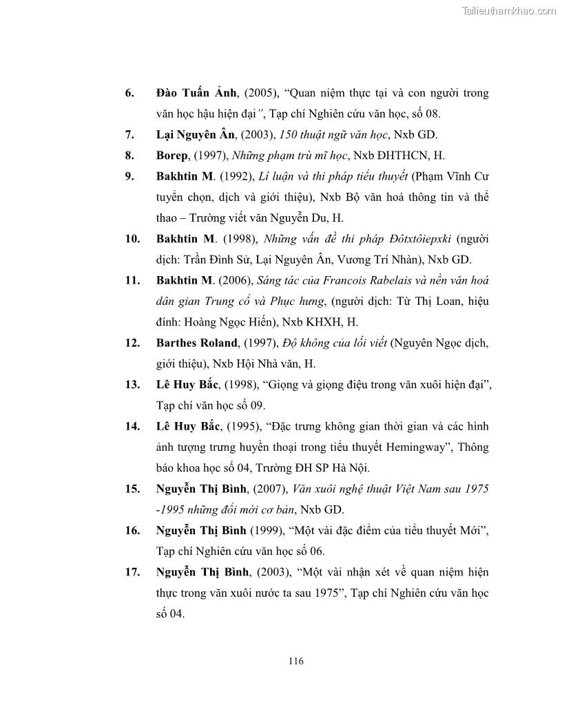 Luận văn thạc sĩ khoa học ngữ văn Không gian và thời gian nghệ thuật trong truyện ngắn Nguyễn Huy Thiệp - 11 Trang 121