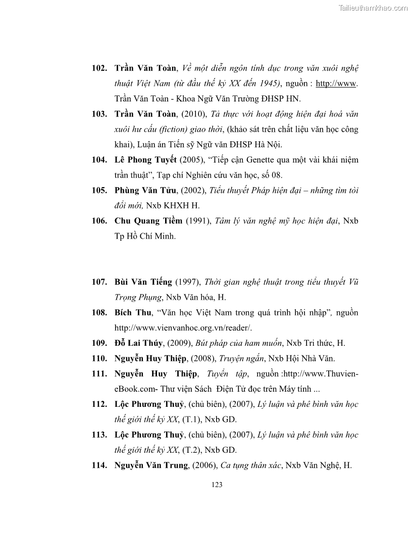 Luận văn thạc sĩ khoa học ngữ văn Không gian và thời gian nghệ thuật trong truyện ngắn Nguyễn Huy Thiệp - 11 Trang 128