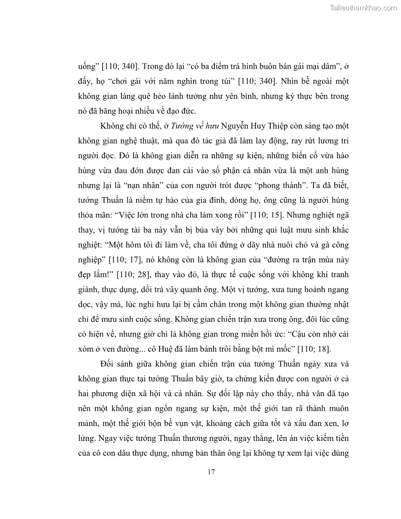 Luận văn thạc sĩ khoa học ngữ văn Không gian và thời gian nghệ thuật trong truyện ngắn Nguyễn Huy Thiệp - 2 Trang 22