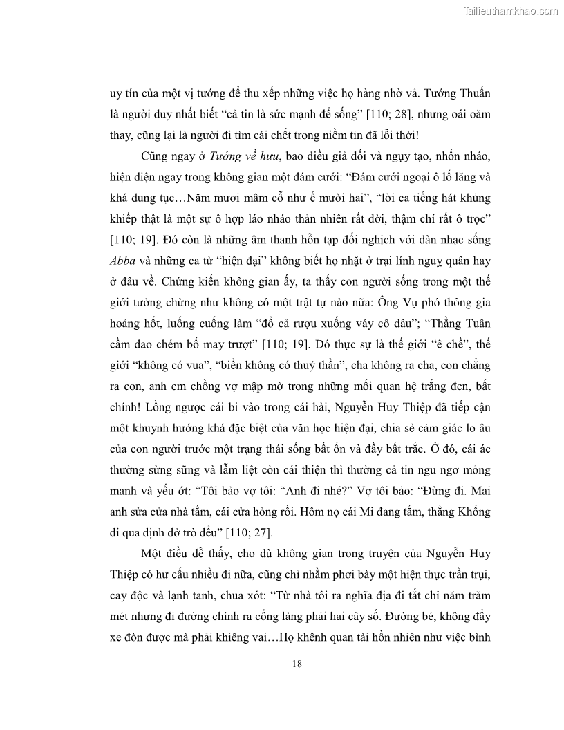 Luận văn thạc sĩ khoa học ngữ văn Không gian và thời gian nghệ thuật trong truyện ngắn Nguyễn Huy Thiệp - 2 Trang 23