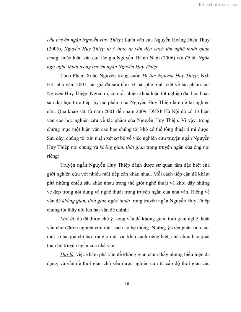 Luận văn thạc sĩ khoa học ngữ văn Không gian và thời gian nghệ thuật trong truyện ngắn Nguyễn Huy Thiệp - 2 Trang 15