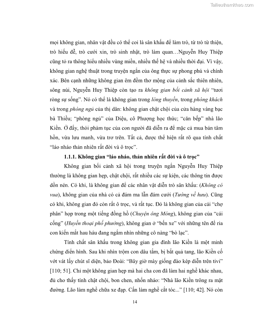 Luận văn thạc sĩ khoa học ngữ văn Không gian và thời gian nghệ thuật trong truyện ngắn Nguyễn Huy Thiệp - 2 Trang 19