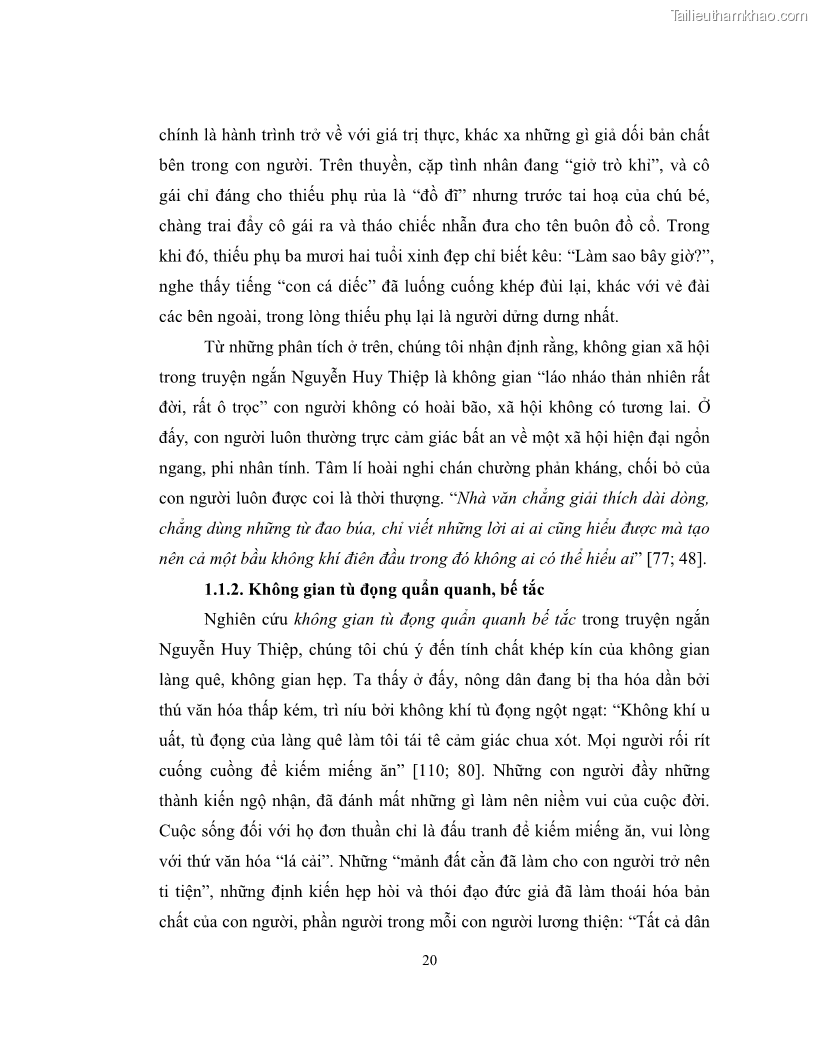 Luận văn thạc sĩ khoa học ngữ văn Không gian và thời gian nghệ thuật trong truyện ngắn Nguyễn Huy Thiệp - 3 Trang 25