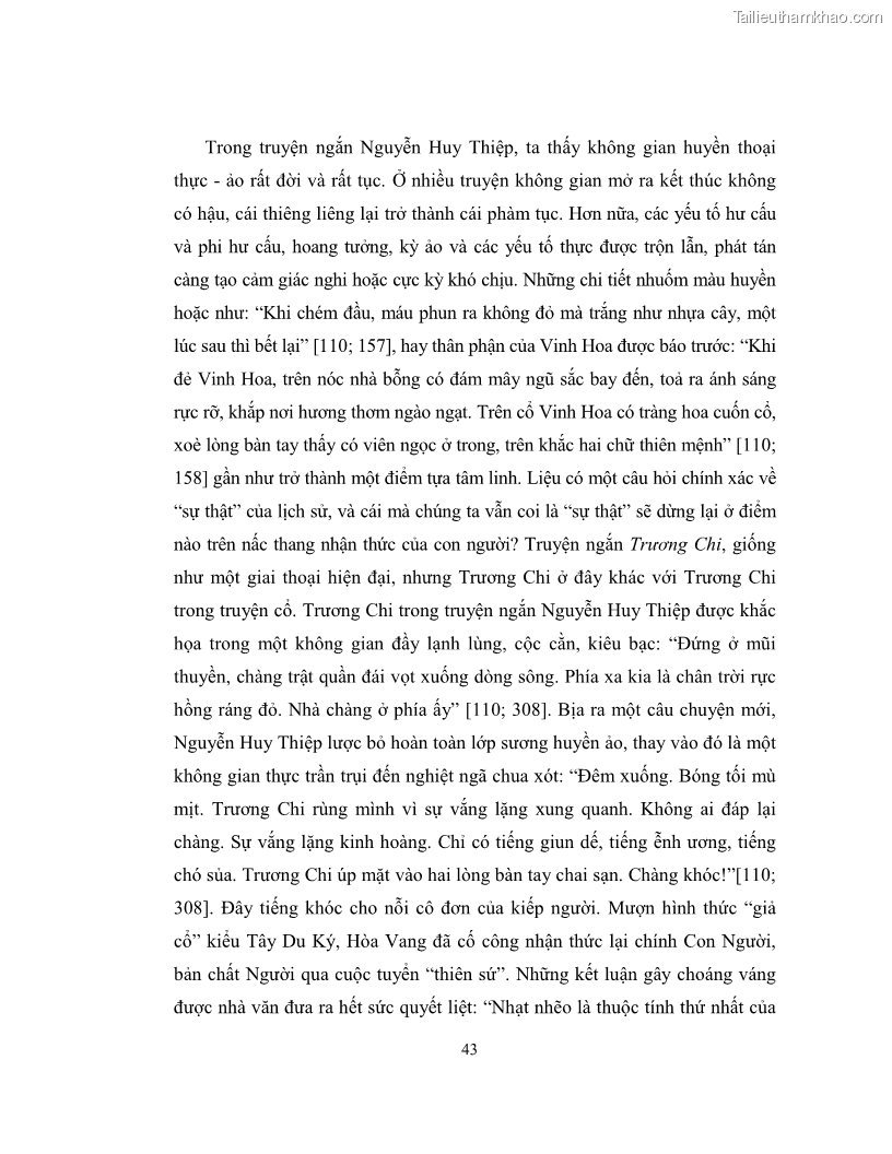 Luận văn thạc sĩ khoa học ngữ văn Không gian và thời gian nghệ thuật trong truyện ngắn Nguyễn Huy Thiệp - 4 Trang 48