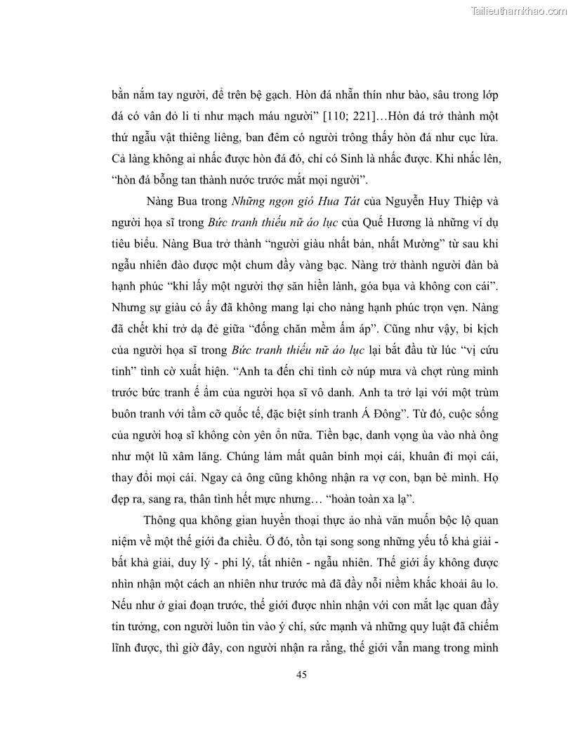 Luận văn thạc sĩ khoa học ngữ văn Không gian và thời gian nghệ thuật trong truyện ngắn Nguyễn Huy Thiệp - 5 Trang 50