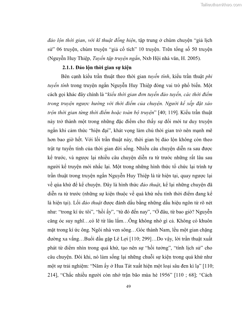 Luận văn thạc sĩ khoa học ngữ văn Không gian và thời gian nghệ thuật trong truyện ngắn Nguyễn Huy Thiệp - 5 Trang 54