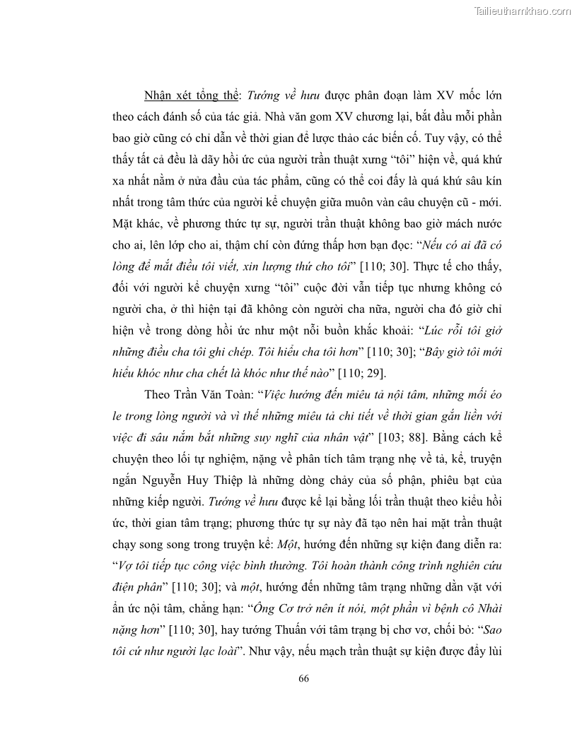 Luận văn thạc sĩ khoa học ngữ văn Không gian và thời gian nghệ thuật trong truyện ngắn Nguyễn Huy Thiệp - 6 Trang 71