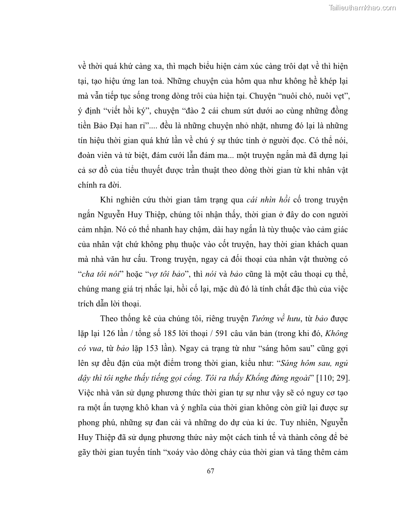 Luận văn thạc sĩ khoa học ngữ văn Không gian và thời gian nghệ thuật trong truyện ngắn Nguyễn Huy Thiệp - 6 Trang 72