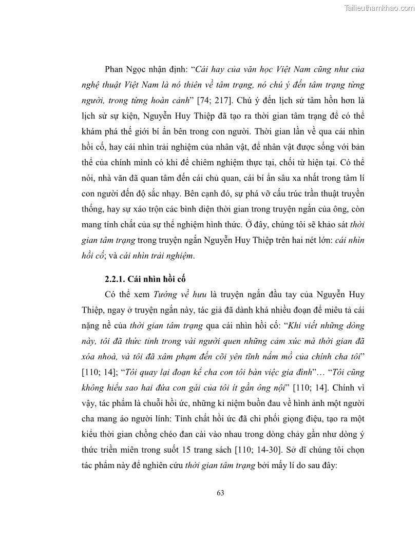 Luận văn thạc sĩ khoa học ngữ văn Không gian và thời gian nghệ thuật trong truyện ngắn Nguyễn Huy Thiệp - 6 Trang 68