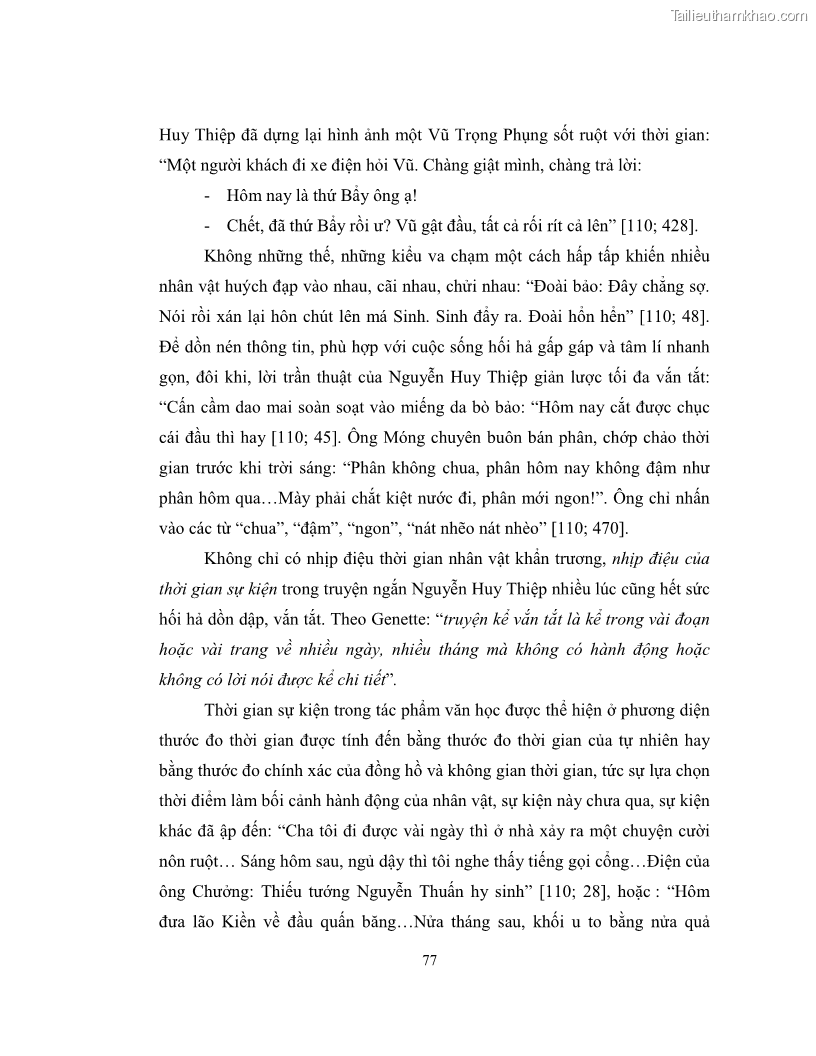 Luận văn thạc sĩ khoa học ngữ văn Không gian và thời gian nghệ thuật trong truyện ngắn Nguyễn Huy Thiệp - 7 Trang 82