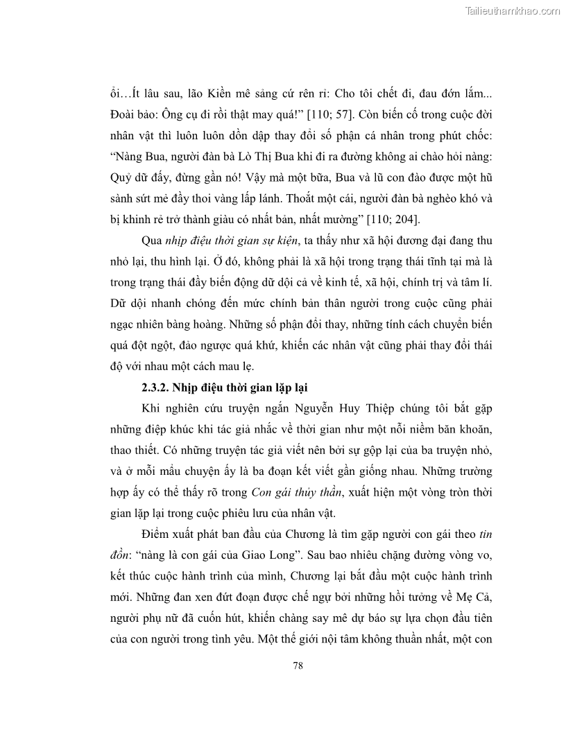 Luận văn thạc sĩ khoa học ngữ văn Không gian và thời gian nghệ thuật trong truyện ngắn Nguyễn Huy Thiệp - 7 Trang 83